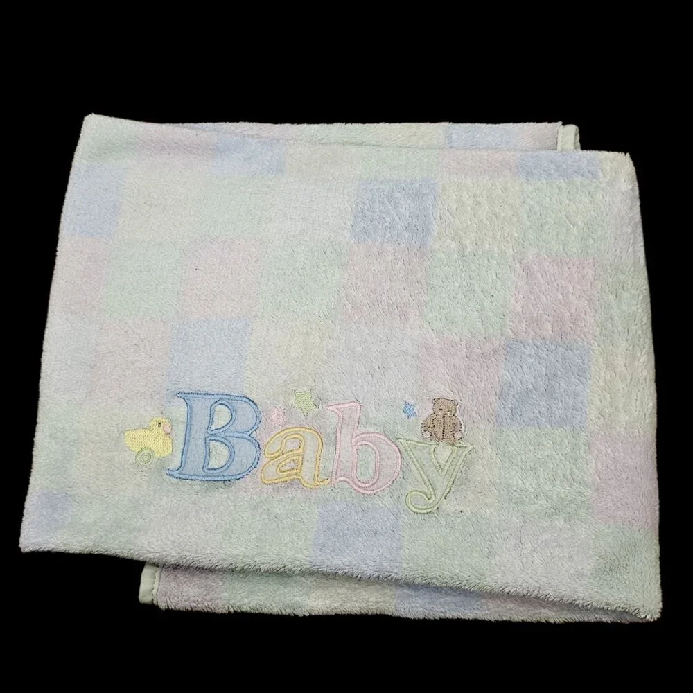 Baby Connection BABY Blanket Checkered Pastel Fleece Unisex‎ Boy Girl